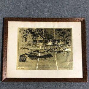Framed Lionel Barrymore Gold Foil Etchings Point Pleasant